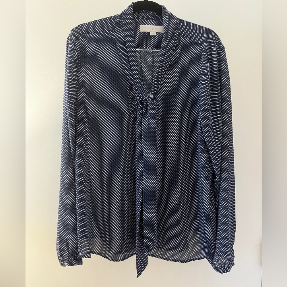 Lovely Loft Navy & White Polka Dot Blouse